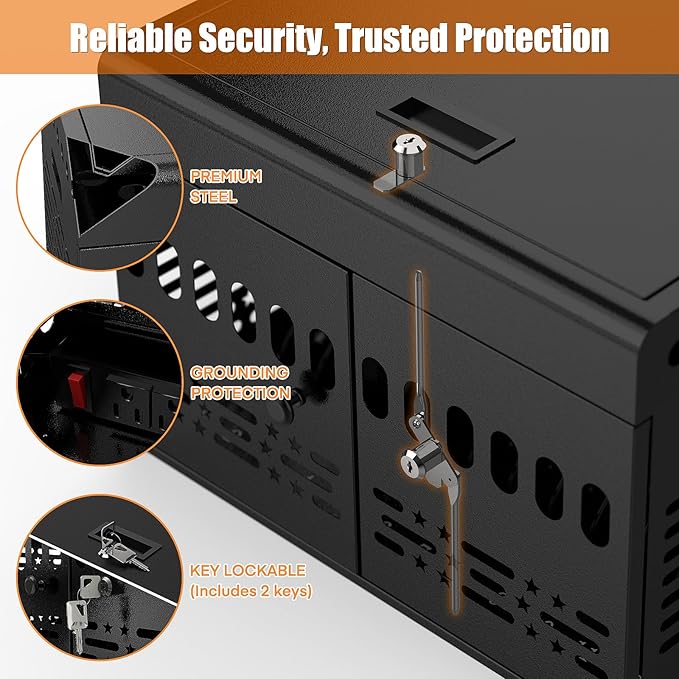 12-Device Tablet Charging Station Lock Box, Computer Cabinet