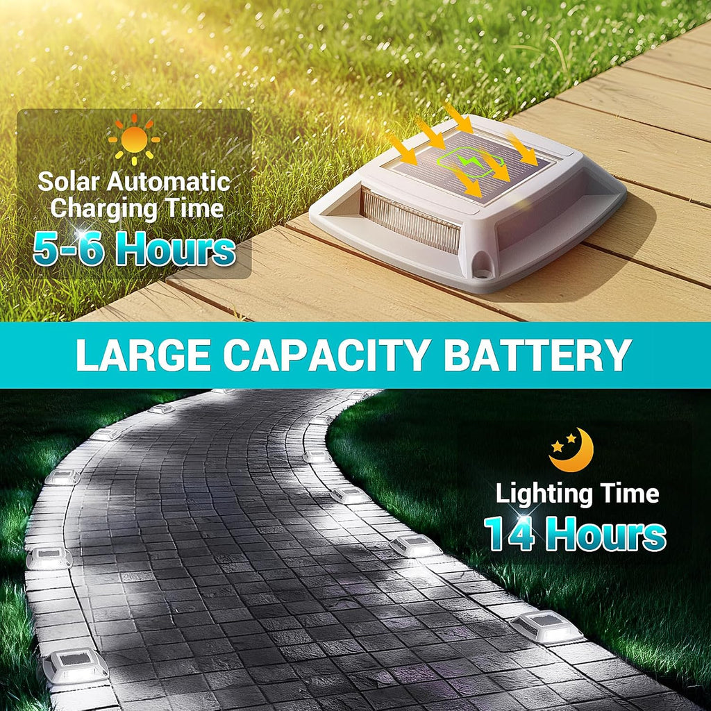 solar driveway lights outdoor 16 pack, ip68 waterproof, side view