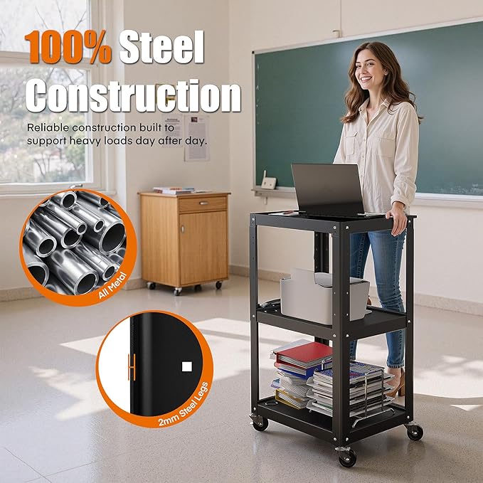 3 Shelf Metal Utility Cart