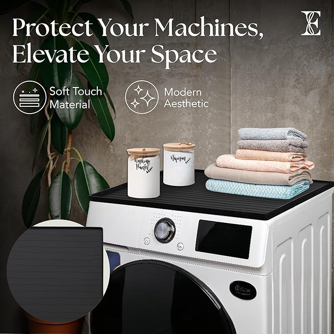 2 PC Washer and Dryer Topper Protector Mat 25"x25", Laundry Washing Machine Top