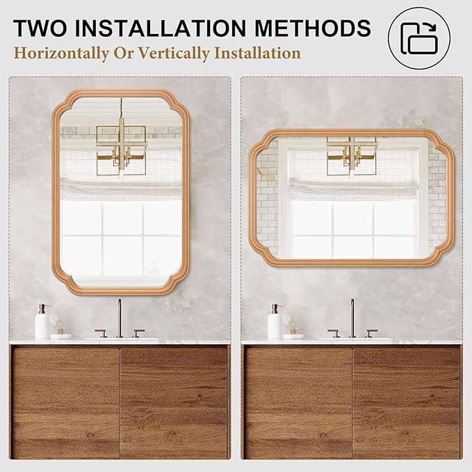 Wood Bathroom Mirror for Wall Mounted