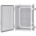 Gratury Junction Box, IP67 Waterproof Plastic Enclosure for Electrical Project, Hinged Grey Cover, Includes Mounting Plate and Wall Bracket
