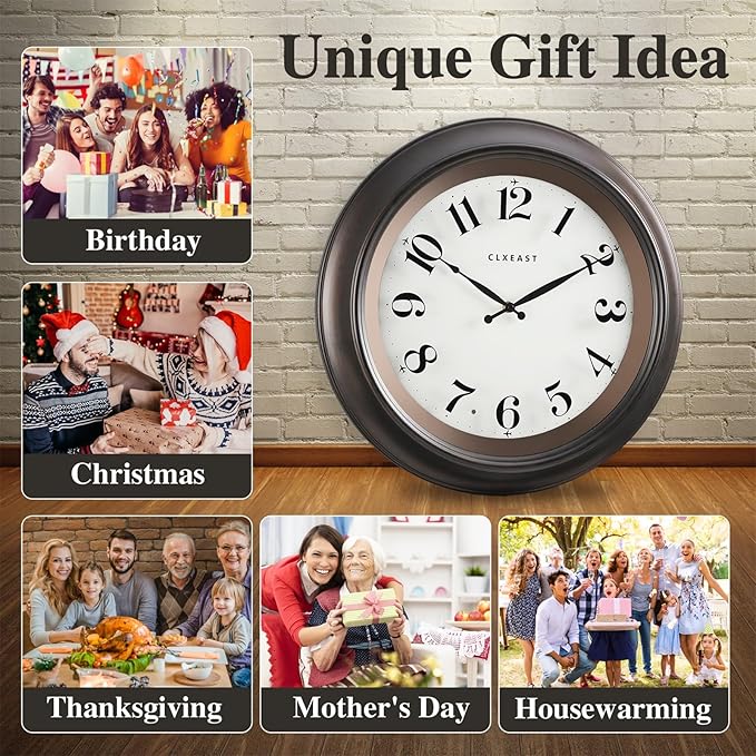 CLXEAST 18 Inch Large Illuminated Wall Clock