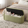 VKNOW Storage Bench, Upholstered Storage Ottoman Bench, Light Green