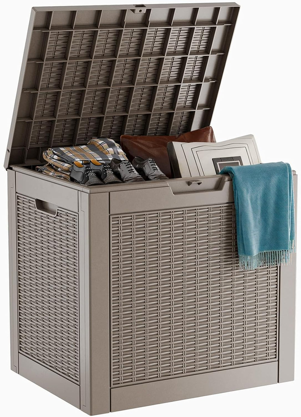PatioZen 30 Gallon Resin Deck Box, Lockable Patio Outdoor Storage Box for Fur...