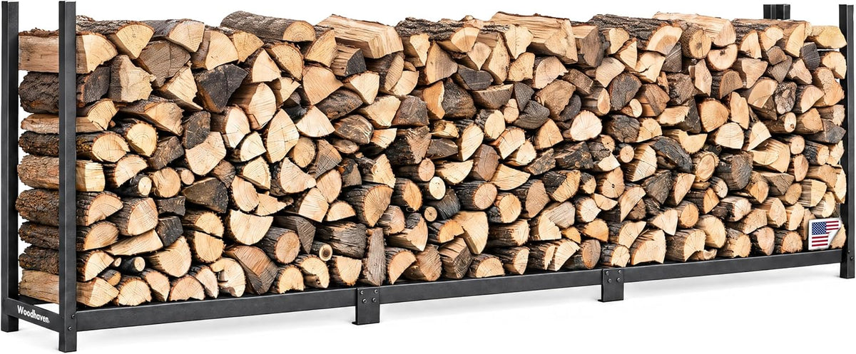 Woodhaven 12-ft Raised Firewood Rack Black w/o Cover, 3/4 Cord|Made in USA