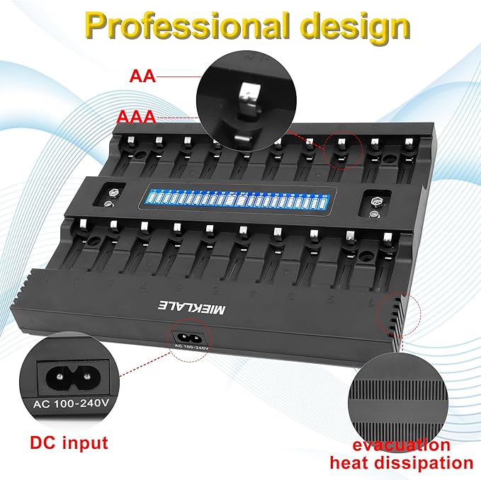 MIEKLALE 20+2 Bay AA AAA Battery Charger
