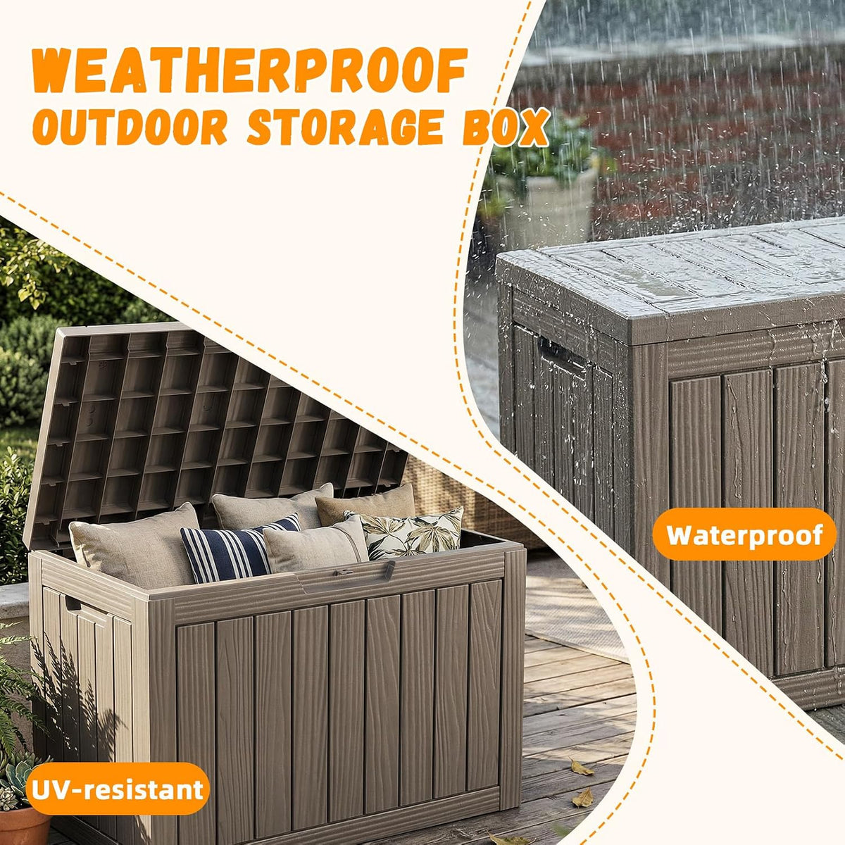 PatioZen 60 Gallon Deck Box, Outdoor Storage Box, Grey