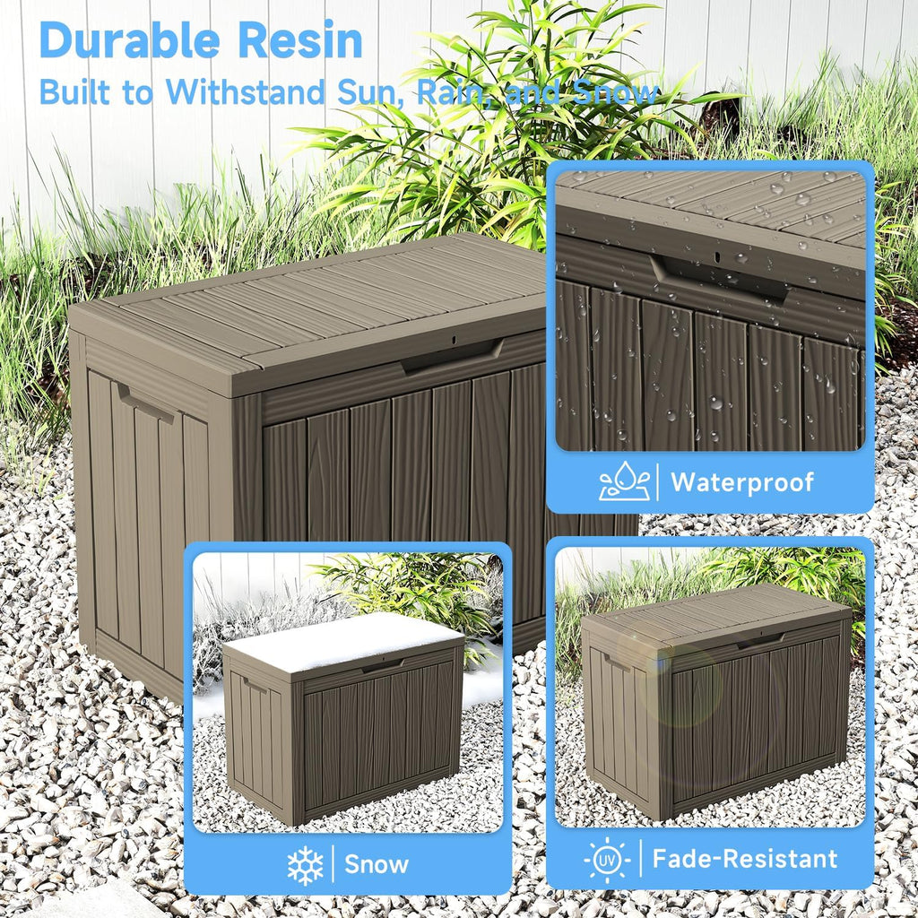 55 gal outdoor storage box waterproof lockable deck, side view