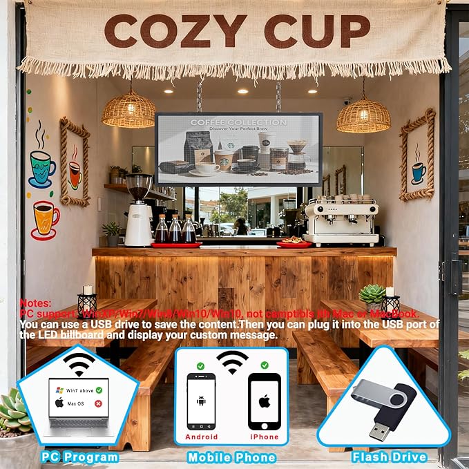 P6 Programmable LED Sign 40"x17", Outdoor Waterproof Digital Message Board