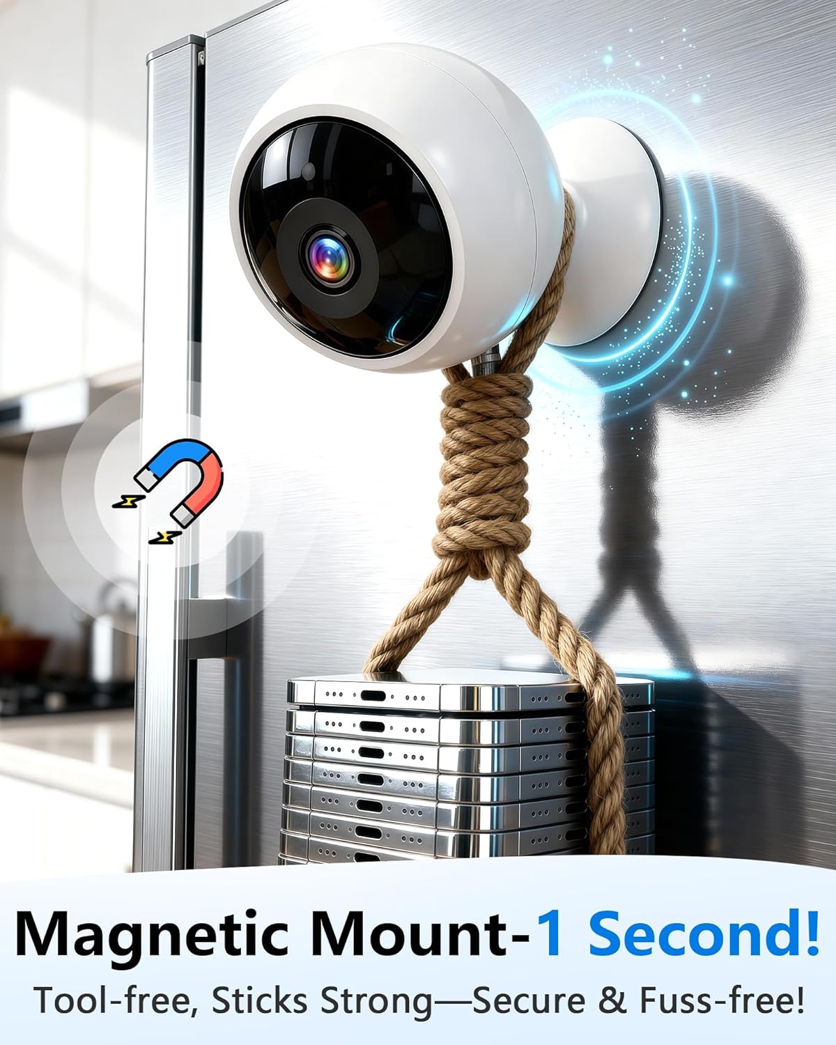 2k magnetic security camera indoor wireless: clear pictures, close-up detail