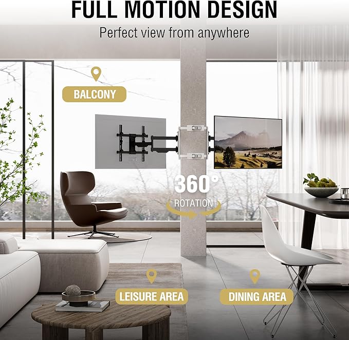 CondoMounts CLMTVA1144 Full Motion Small Pillar | Gazebo TV Mount | Round &