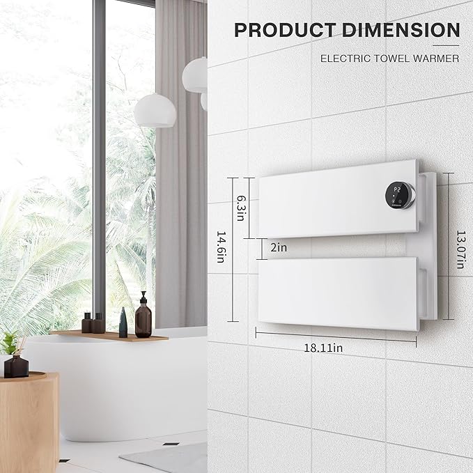 K&KALONZO Electric Towel Warmer, 18.35" W x 14.6" H Wall-Mounted Towel Heater
