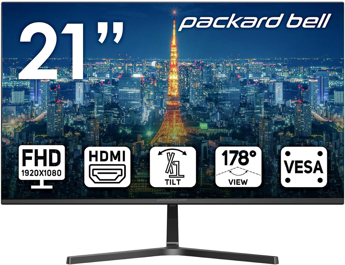 Packard Bell airFrame 21" FHD Monitor, VESA Mount Compatible, Tilt Adjustment