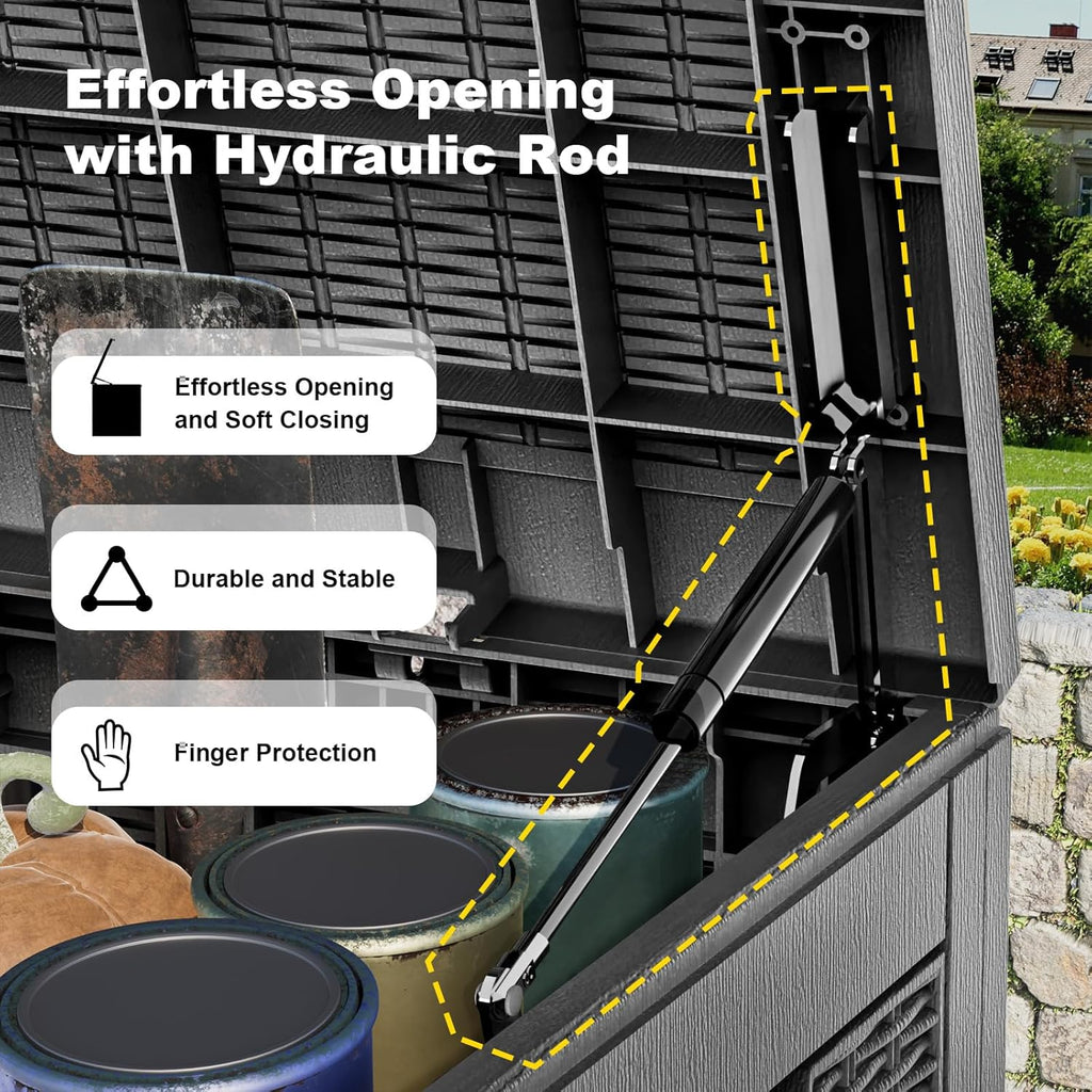 rojik outdoor storage housing deck box - waterproof, close-up detail