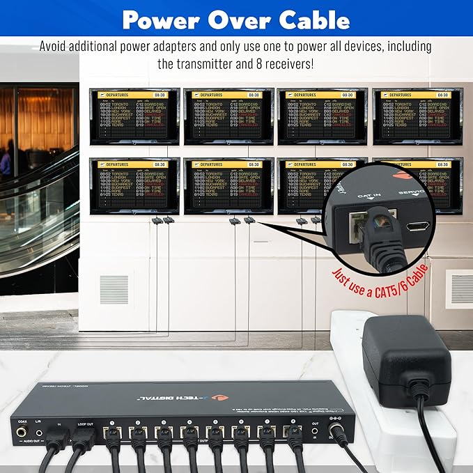 J-Tech Digital HDMI 2.0 4K Extender Splitter Over Single Cable CAT6