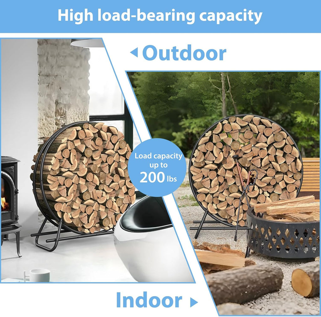 40 inch indoor or outdoor firewood rack circle, close-up detail