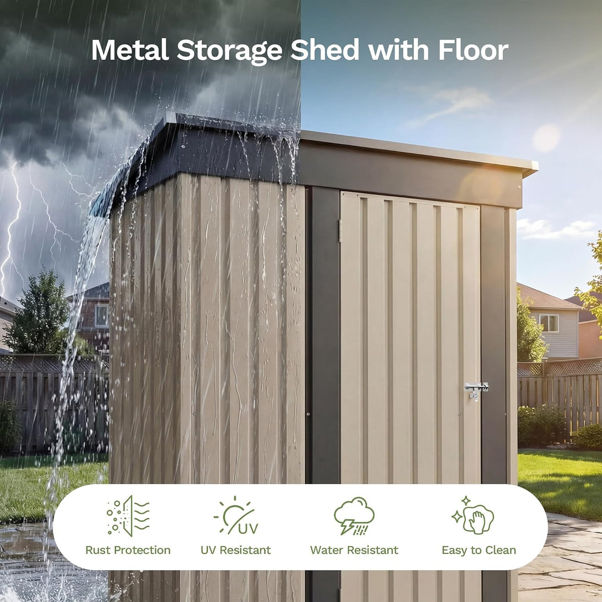 patiowell 5x3 ft outdoor storage shed with floor showing dimensions
