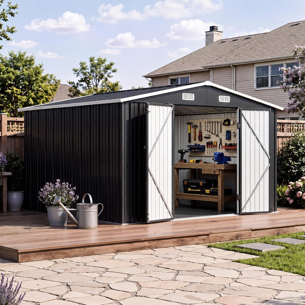 aoxun 10x12 ft shed outdoor storage shed with showing dimensions