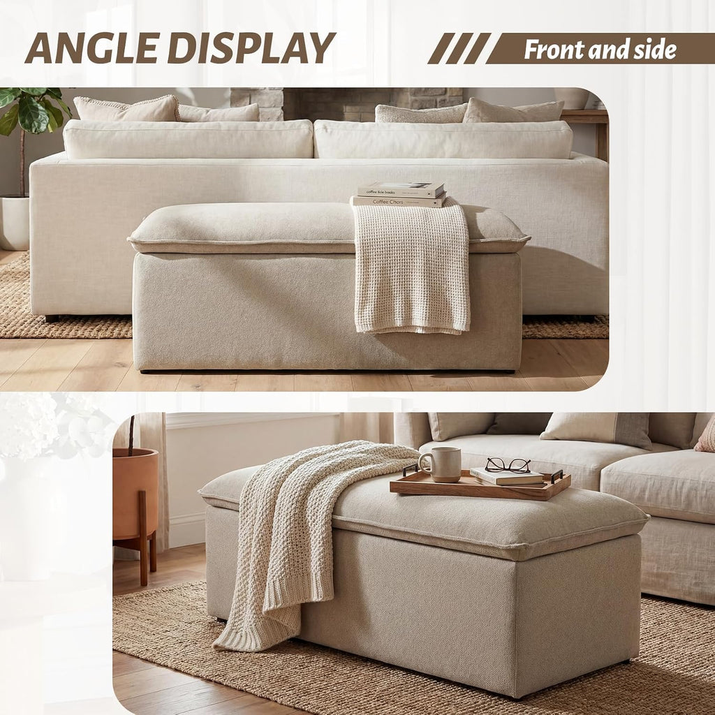 ya-home modern storage bench, upholstered storage ottoman chenille, package contents