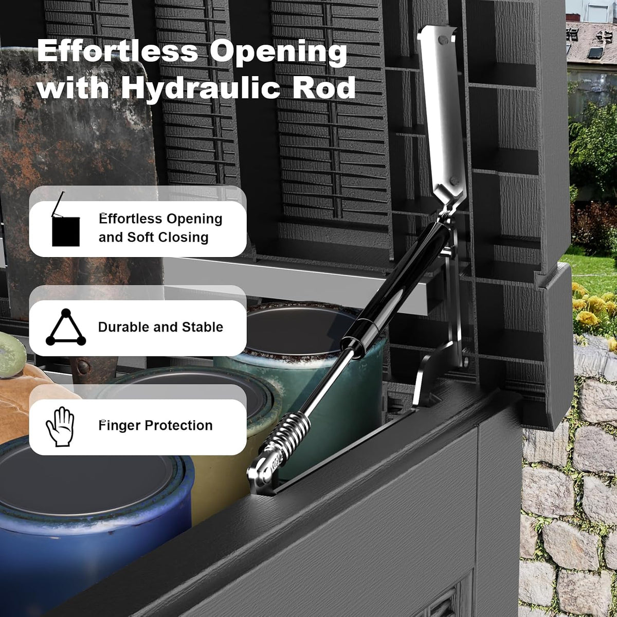 rojik outdoor storage housing deck box,waterproof patio furniture, close-up detail