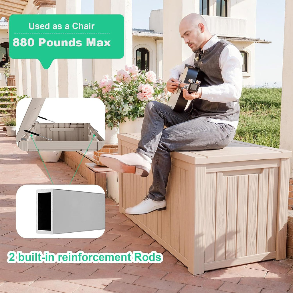 rojik 200 gallon deck box outdoor, waterproof outdoor, close-up detail
