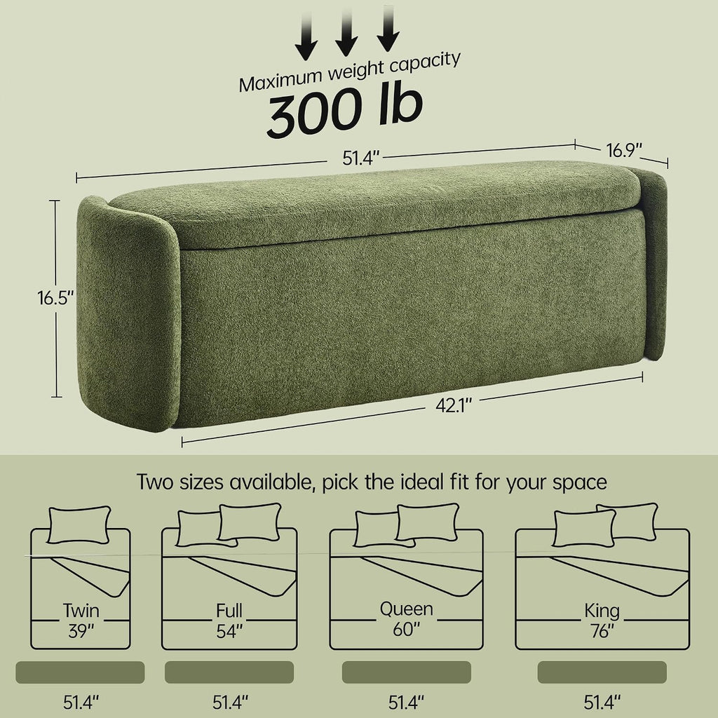 vknow storage bench, upholstered storage ottoman bench with shown in use