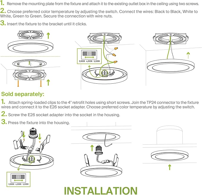 ASD LED 12" Round Flush Mount Ceiling Light Fixture, Low Profile Surface (4 Pack)