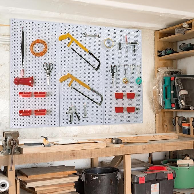 Daanxw Pegboard Rack Garage Storage Steel Horizontal PegBoard Pack, Steel (3 Pack)