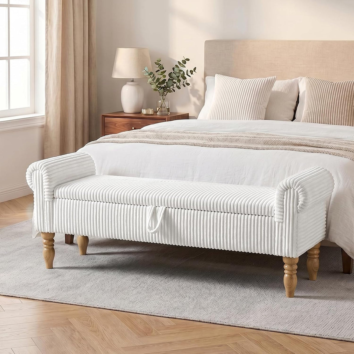 60" Storage Bench for Bedroom,End of Bed Bench with Storage