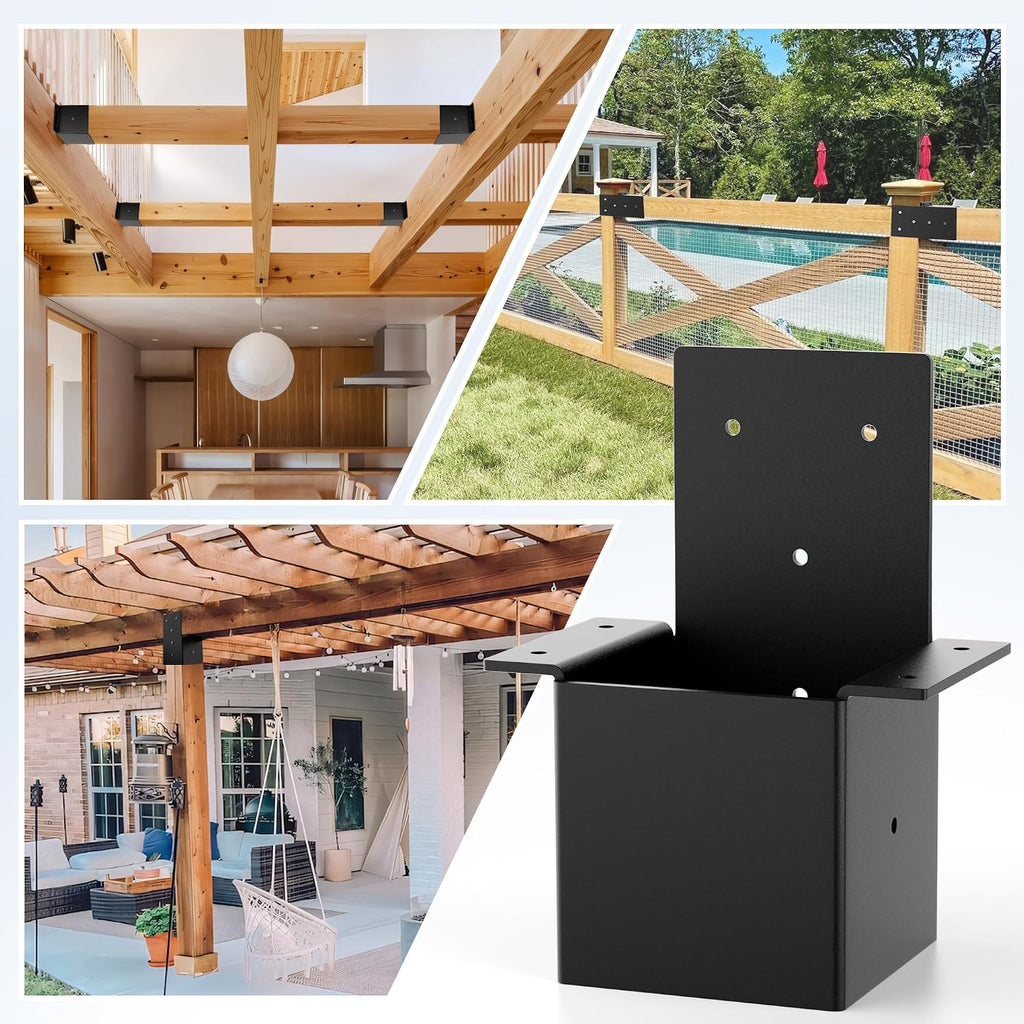 4x4 pergola brackets for wood post, heavy duty, front angle view