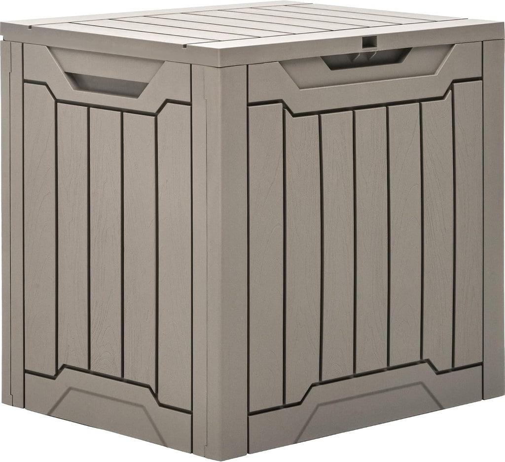 YITAHOME Outdoor Resin Storage Box 31 Gal, Water-resistant Patio Deck Box Outdoor Storage Box for Pillows, Garden Equipment, Securely Lockable, Light Brown