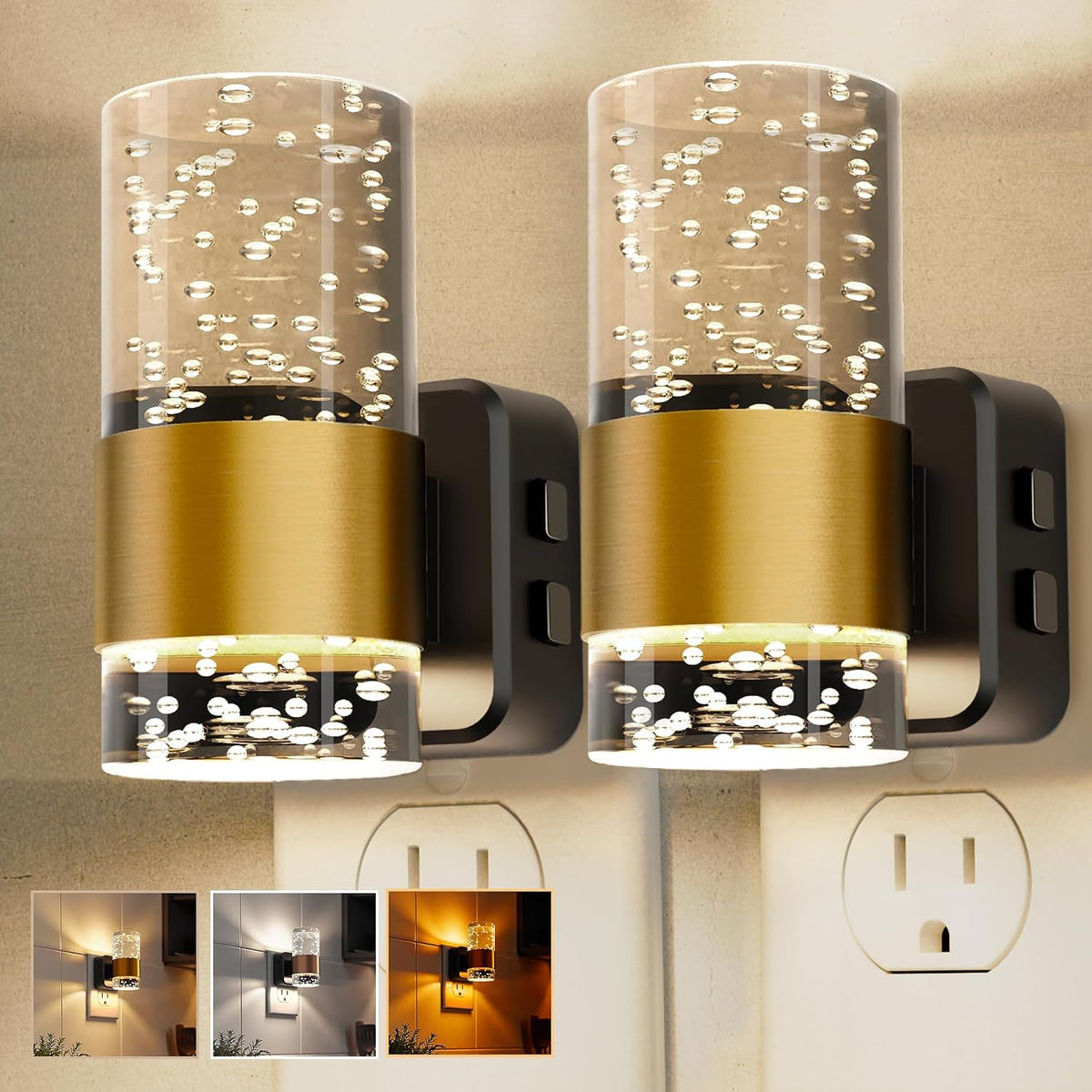 Night Lights Plug into Wall 2 Pack, Dimmable Night Light