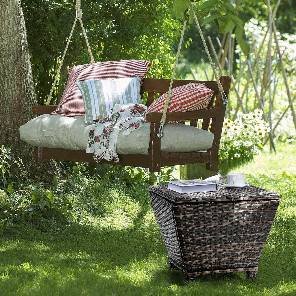 vingli 13 gallon outdoor deck box, wicker outdoor on a desk or shelf