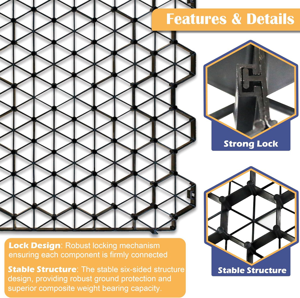 permeable pavers gravel grid base panel 1.6" depth, close-up detail