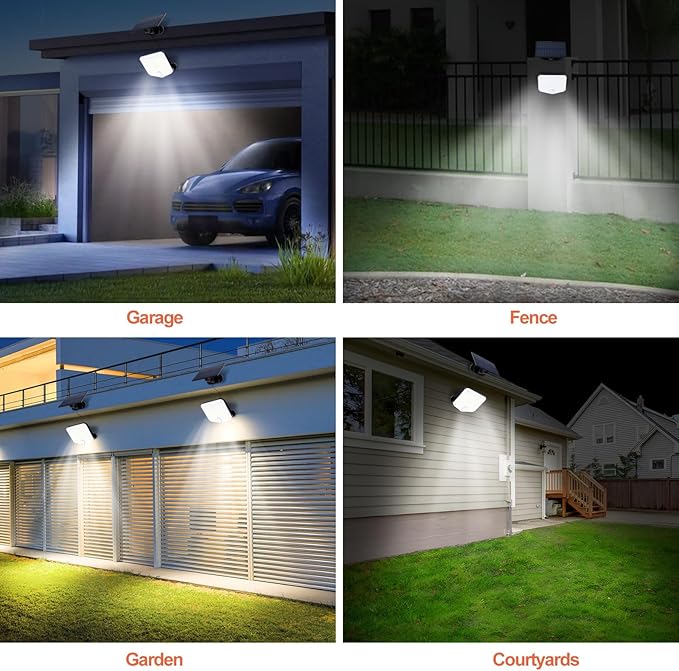 JumJam 153 LED Solar Wall Lights, 180°Beam Angle Solar Security Lights Outdoor (2 Pack)