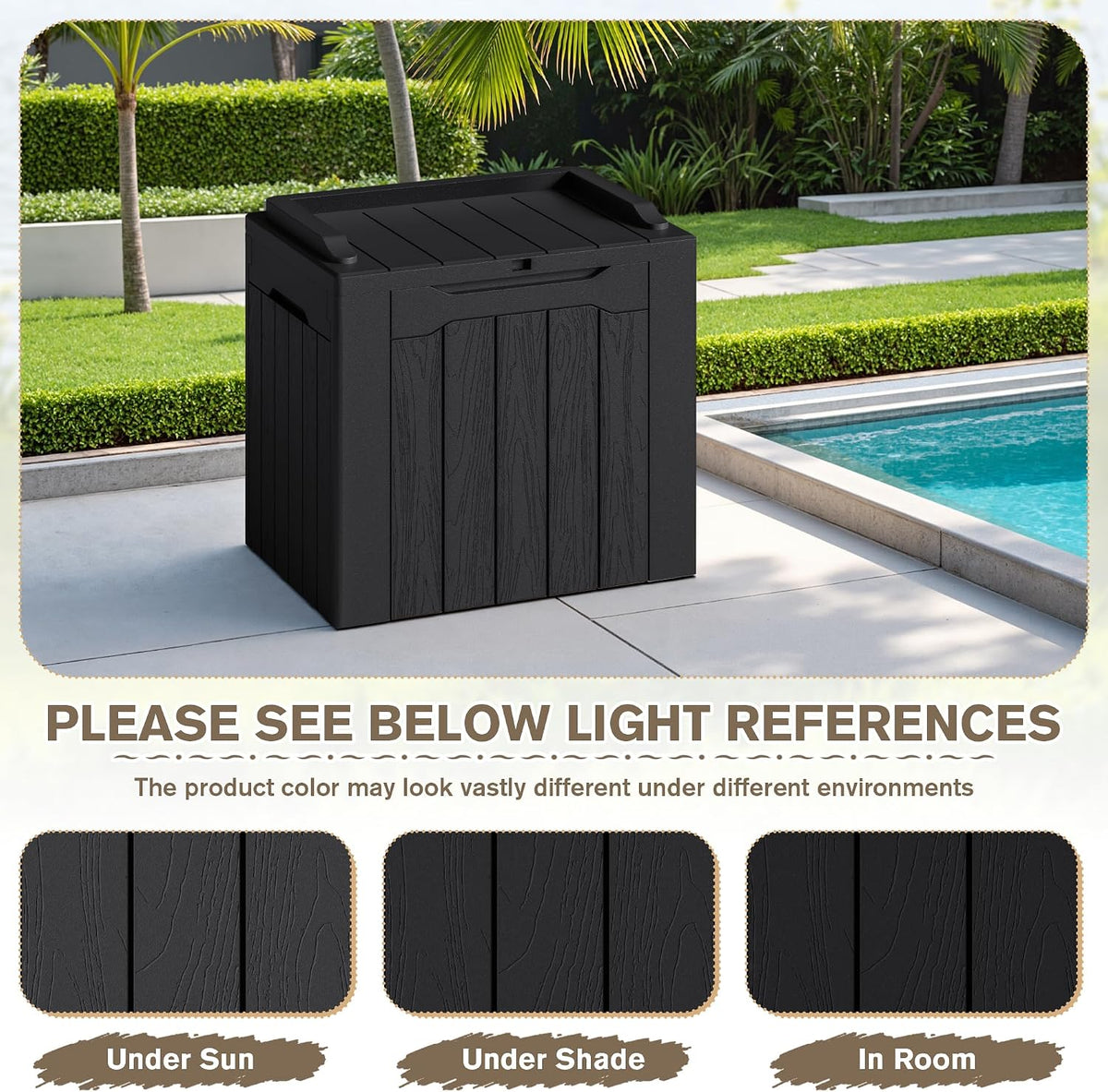 jummico 31 gallon resin deck box waterproof outdoor, close-up detail