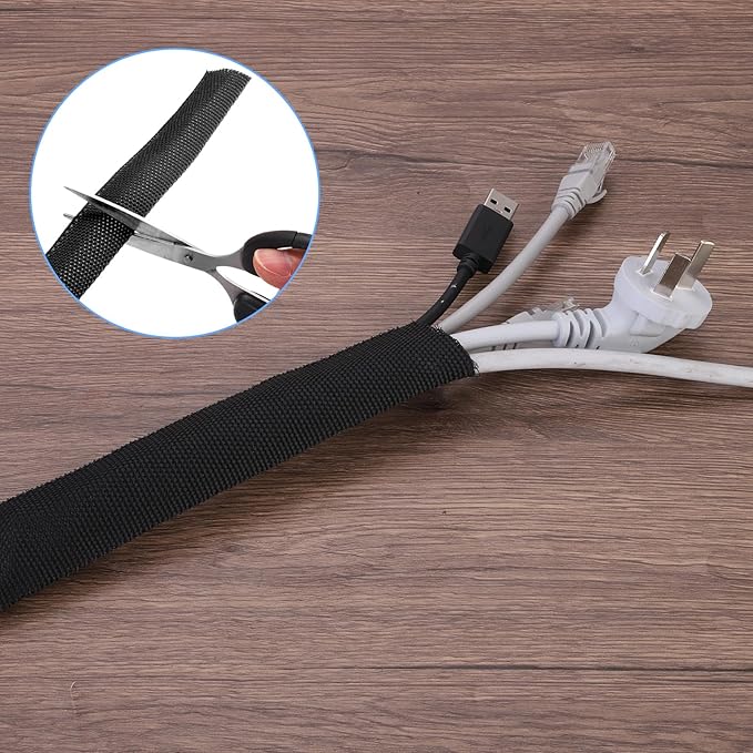 MECCANIXITY Braided Cable Sleeves Heat Shrinkable Fabric Sleeving, 1 3/8" 40ft