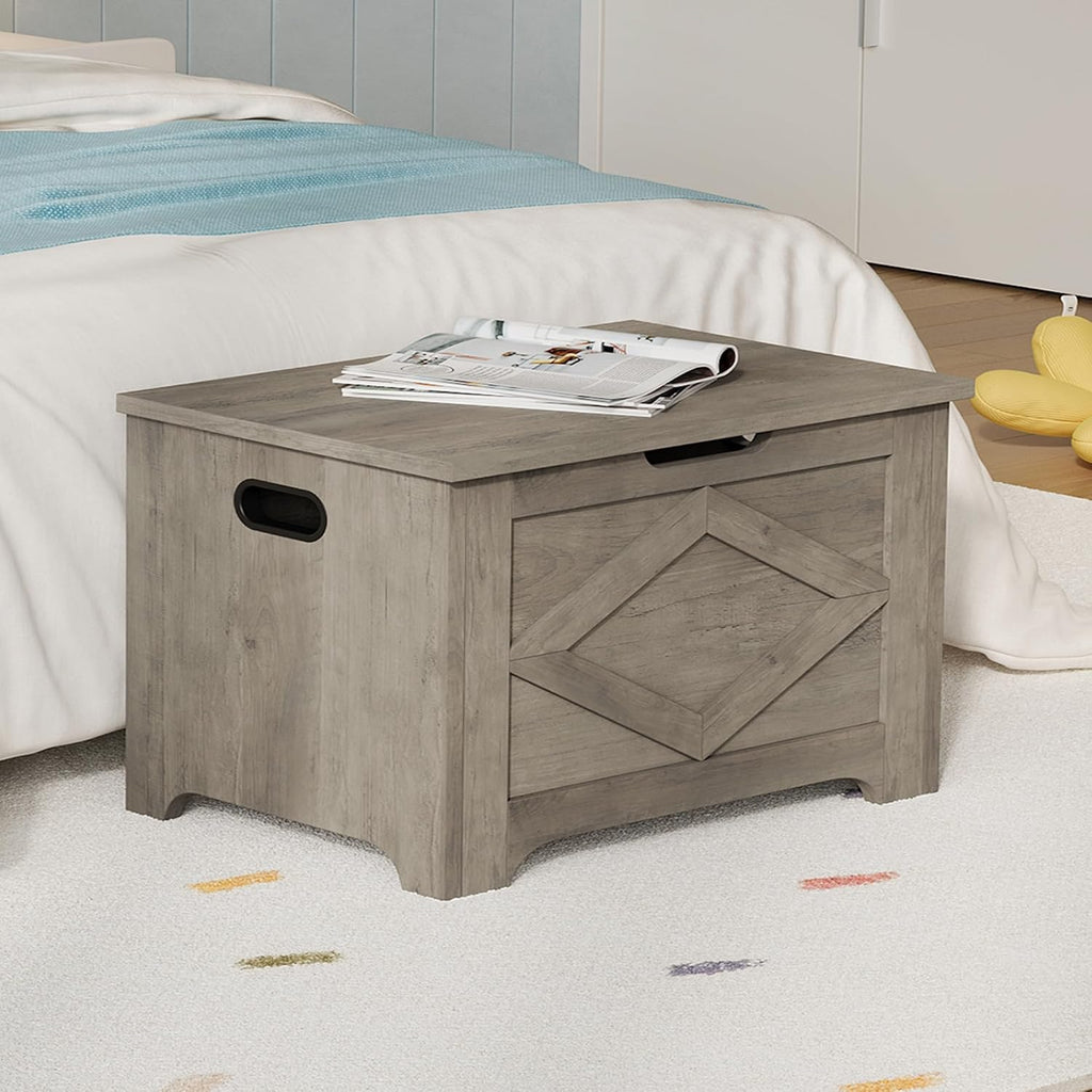 garveehome 23.6 in storage chest, wooden storage bench shown in use