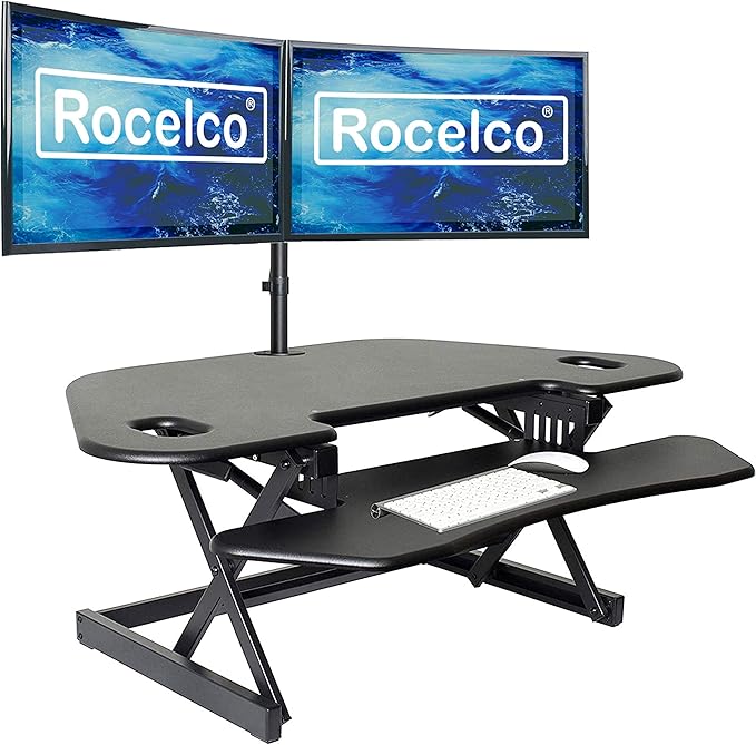 Rocelco 46" Height Adjustable Corner Standing Desk Converter
