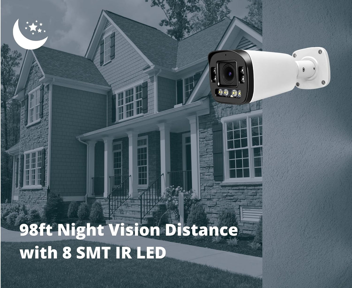 evertech 1080p hd bullet security camera outdoor indoor showing dimensions