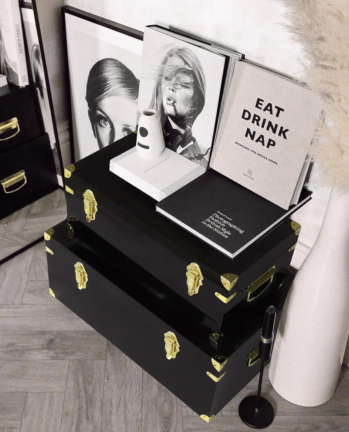 vixdonos acrylic storage chest decorative trunk set of, package contents
