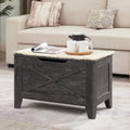 VECELO 30" Storage Bench, Shoe Bench with Handwoven Wicker Cushion, Ottoman Storage Trunk with Safety Hinges, Ideal for Entryway, Bedroom, Living Room, Gray