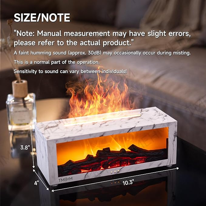 Fireplace Flame Air Diffuser Humidifier, 7 Colors Aromatherapy Essential Oil