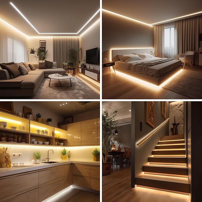 Pandery COB LED Strip Lights Warm White, 24V Dimmable led Light Strip KIT