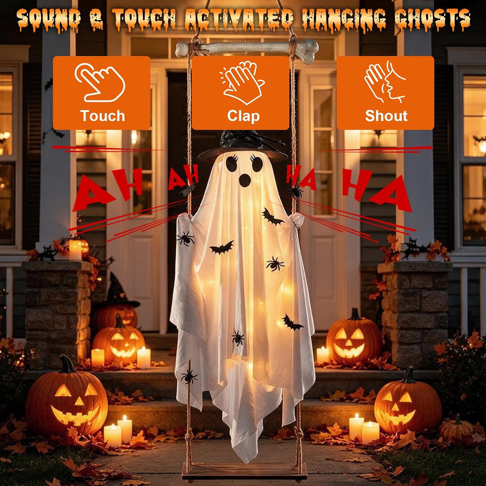 Halloween Decorations Outdoor,Large Hanging Swing Ghost Halloween Decor