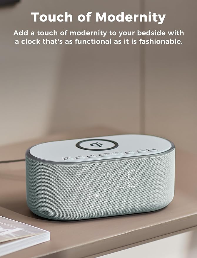 Odokee Wireless Charging Alarm Clock Radio: Qi Certified Fast Wireless Charger