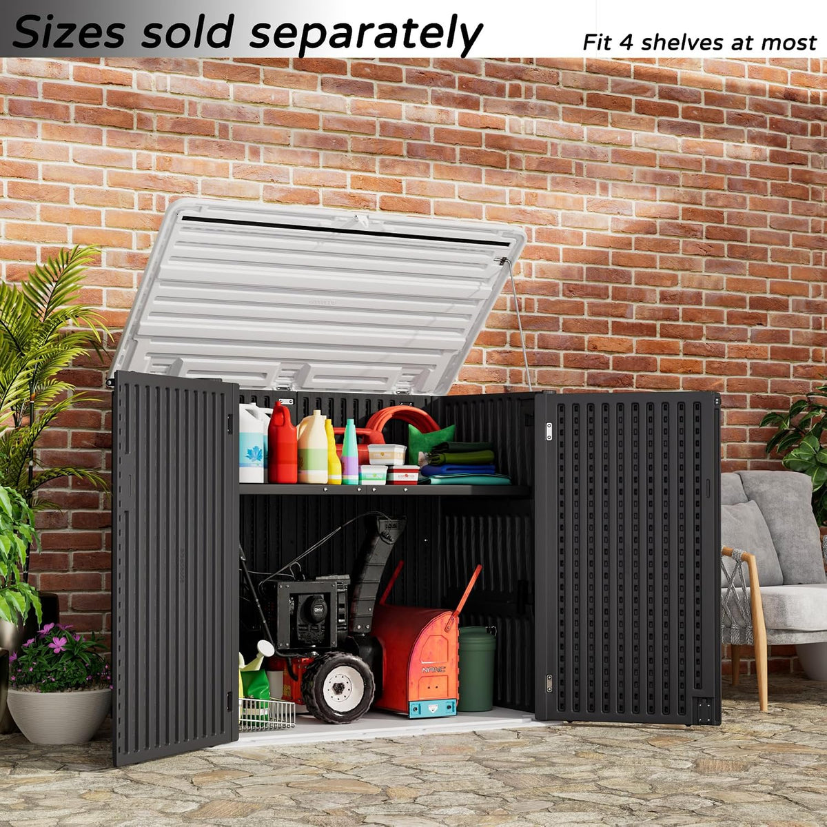 mrosaa resin outdoor storage shed, 38 cu.ft outdoor, close-up detail