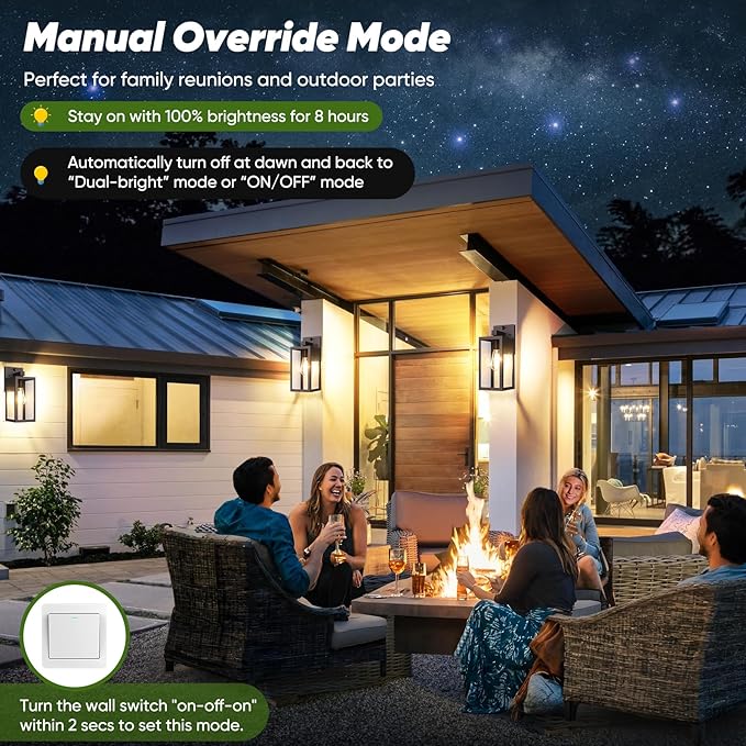 2-Pack Upgraded Motion Sensor Outdoor Wall Lights, 13” Dusk to Dawn Porch