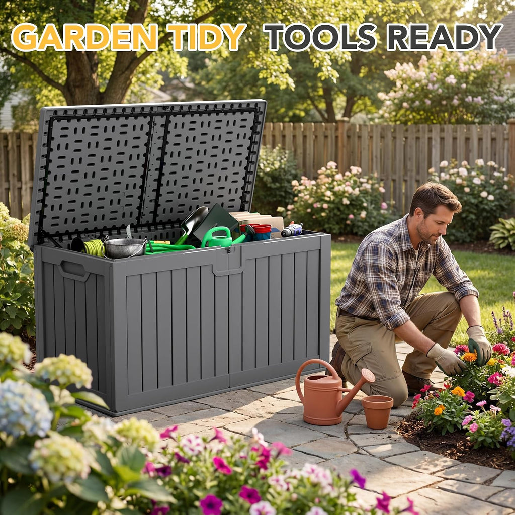 240 gallon hdpe deck box outdoor indoor waterproof, close-up detail